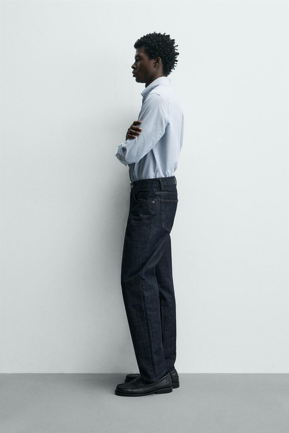 ZARA РУБАШКА REGULAR FIT В КЛЕТКУ, БЕЛЫЙ/НЕБЕСНО-ГОЛУБОЙ