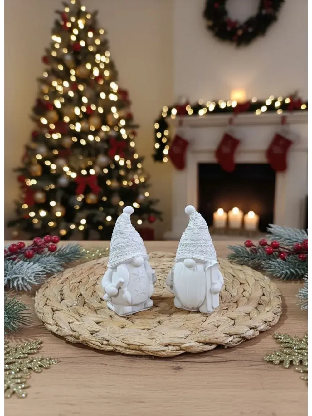 Новогодний декор гномики набор 2 шт.