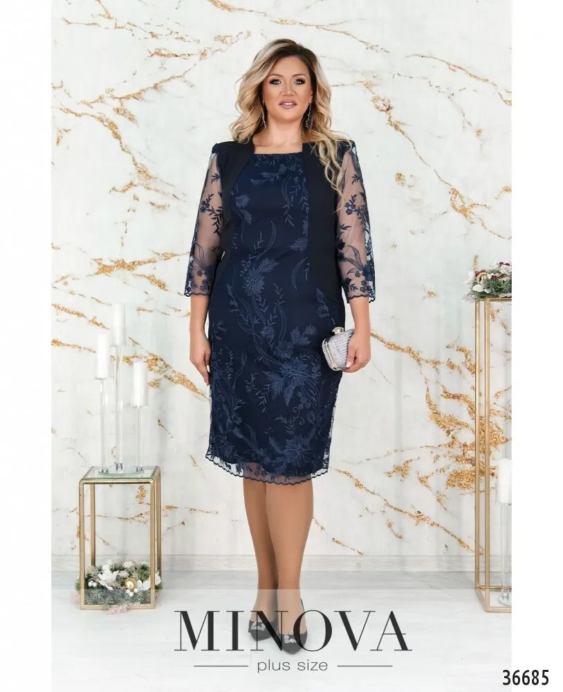 Платье 385СБ-синий Minova