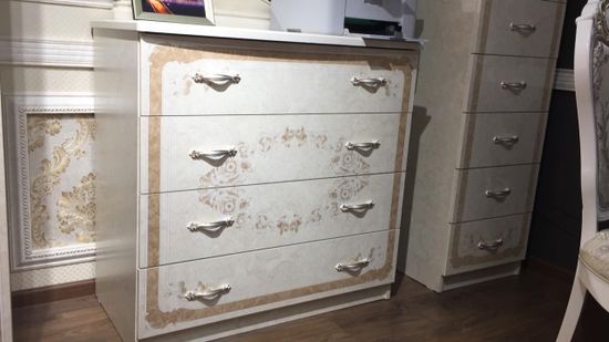 Комод  ПАТРИСИЯ 6 ящиков корень крем глянец