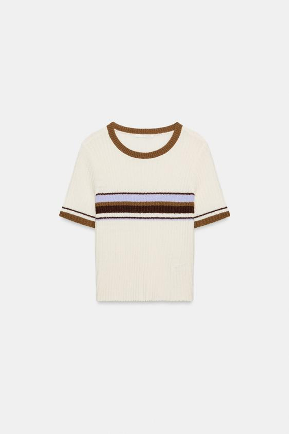 ZARA ТОП В СТИЛЕ РУСТИК В ПОЛОСКУ, ЭКРЮ