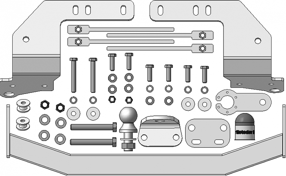 Фаркоп Motodor для ОЦИНКОВАННЫЙ Toyota Land Cruiser 200 (Excalibur и Executive) (хром. Шар)(паспорт и сертификат в комплекте)(без электрики) 92510-FE