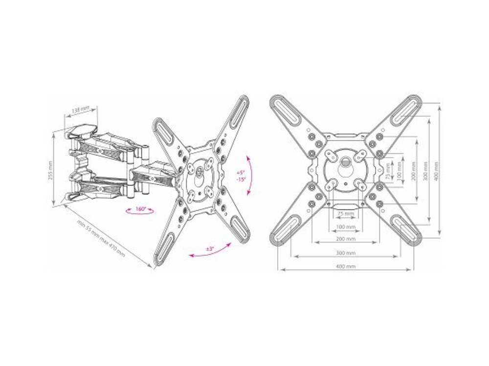 Наклонно-поворотный кронштейн Kromax ATLANTIS-45 White