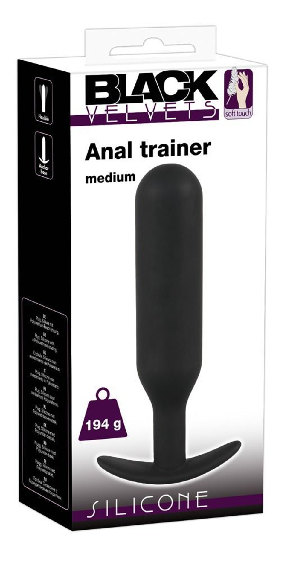 Черная утяжеленная анальная пробка Anal Trainer Medium - 18 см. (Цвет: черный)