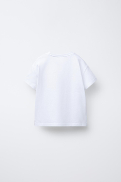 ZARA ФУТБОЛКА С ПРИНТОМ «СЕРДЦЕ», ЖЕЛТОВАТО-БЕЛЫЙ