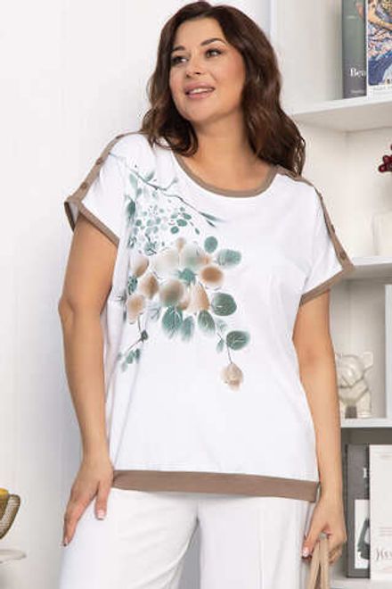 Блуза Далия (бело-коричневая) Б13803-20М LT Collection