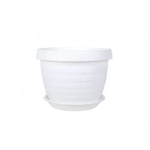 Горшок Толедо, D27, 7,0 л, белый с поддоном цветочный горшок