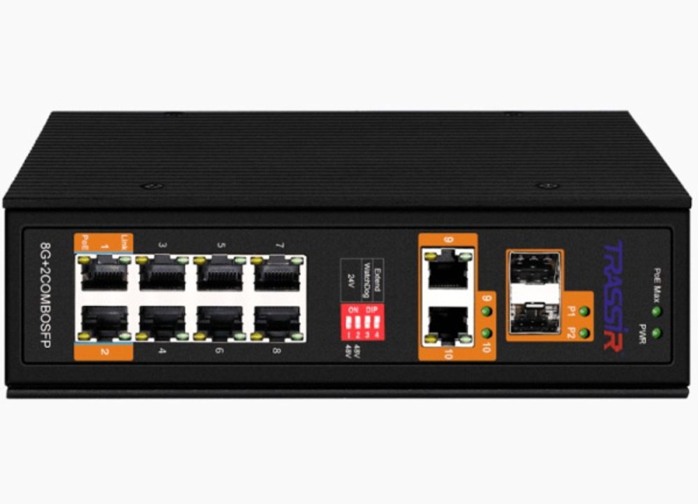 Коммутатор неуправляемый TRASSIR TR-NS15122S-300-8POE