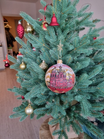 Шар стеклянный "Спас на крови",  ручная роспись