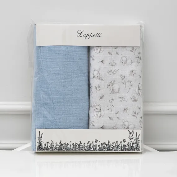 Набор муслиновых пеленок Lollycottons Кролик Лаппин, Голубой