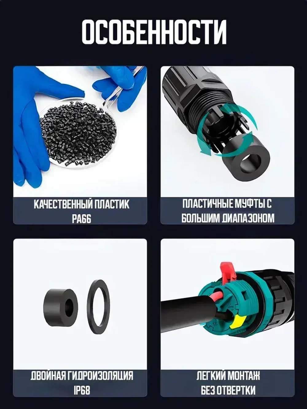 Герметичный кабельный коннектор для проводов водонепроницаемый уличный, коробка распячная