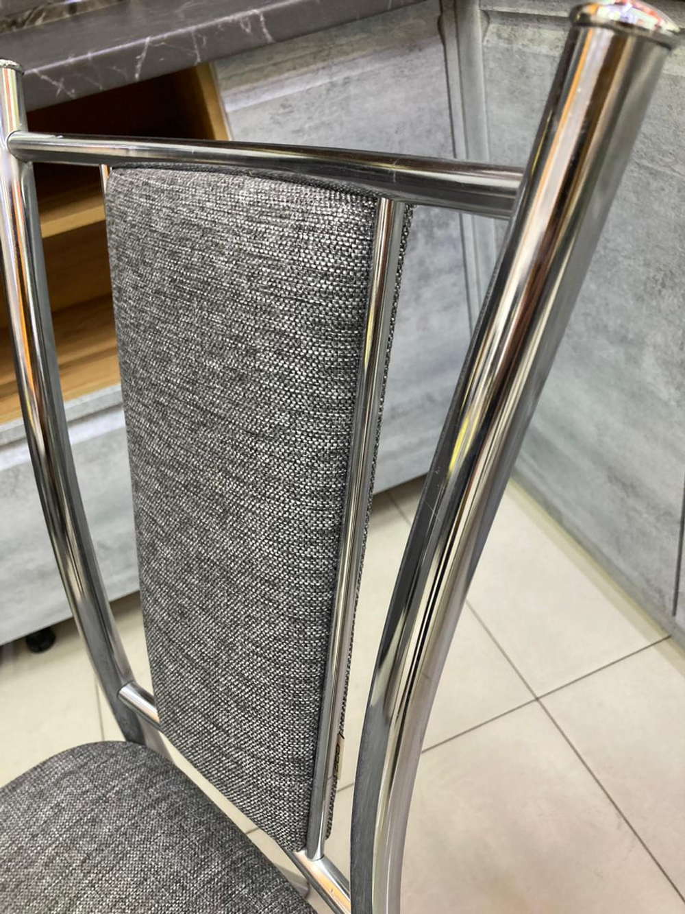 Стул Марсель каркас хром трапец. рогожка серая