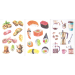 Наклейки детские Alingar, 10 см х 18,5 см, "Нежность", ассорти, (кофе, сладости, роллы), бумага, пакет с европодвесом