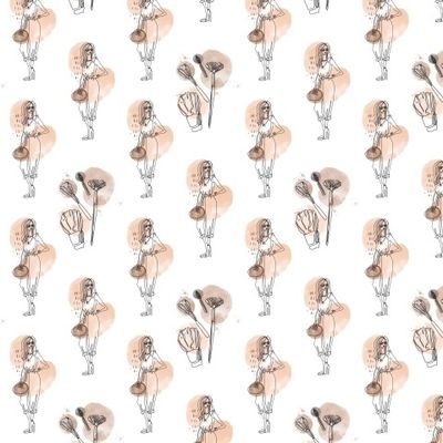 Стильная девушка и кисточки для косметики