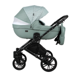 Коляска 2в1 Indigo MIO mi 03 (шалфей кожа+зеленый узор)