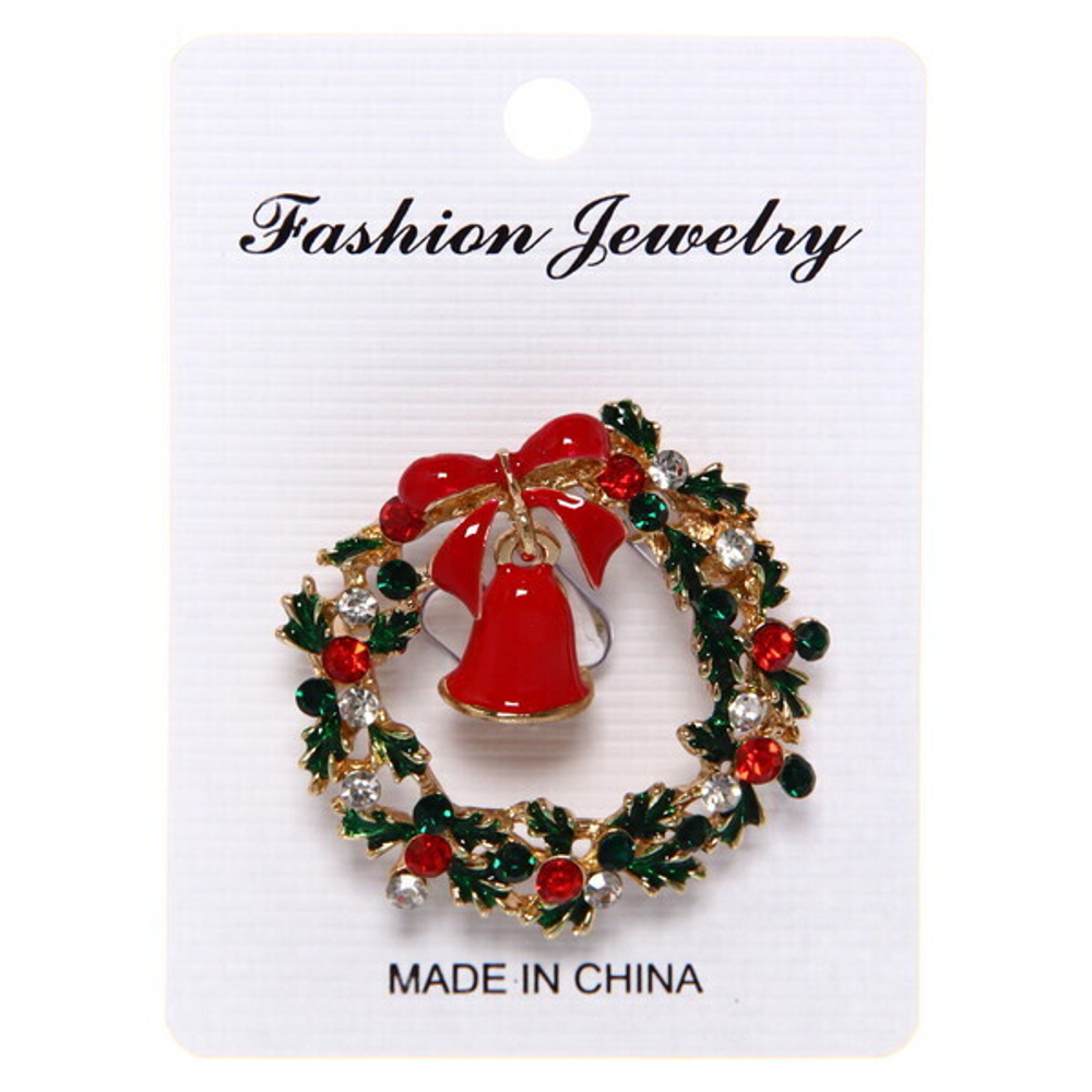 Брошь «Рождественское чудо - Новогодний венок», d-3см