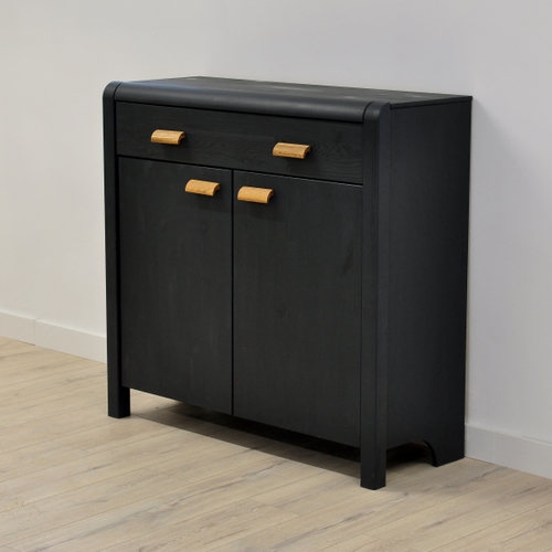 Комод Мадейра из массива сосны с дубовыми ручками, серый