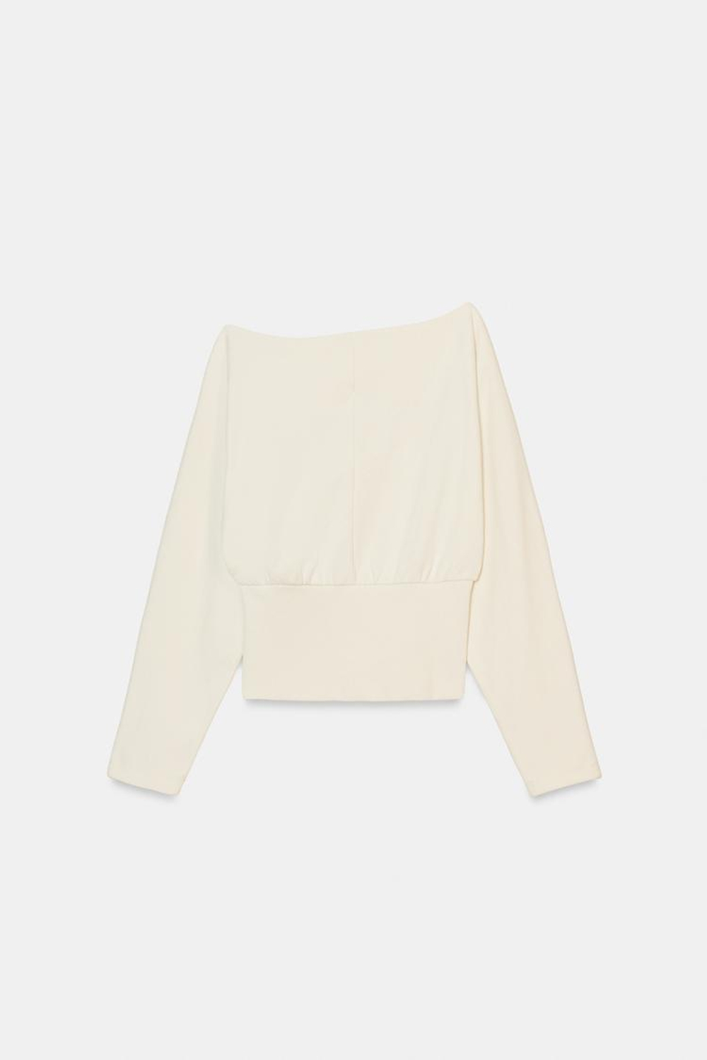 ZARA АСИММЕТРИЧНАЯ ХЛОПКОВАЯ ТОЛСТОВКА, ЭКРЮ