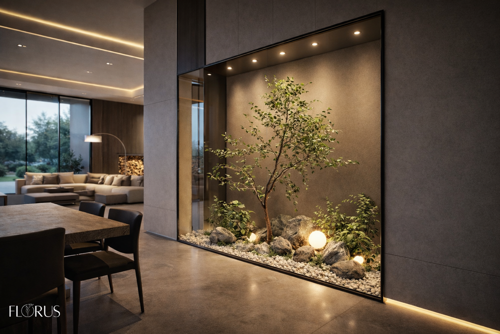 Напольная композиция в стиле минимализм с мирраей 200см, длина 2–2,5 м