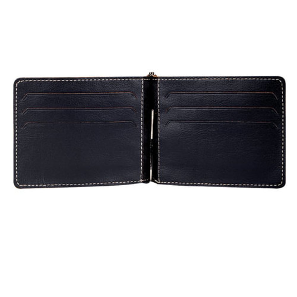 Зажим для купюр FABULA "Kansas", натуральная кожа, отстрочка, тиснение, 105х86 мм, черный, Z.6.TX