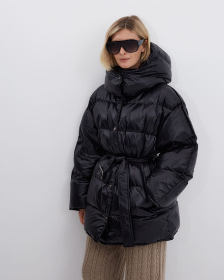 Пуховик со съемным капюшоном из нейлона Монклер черный