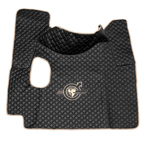 Ковры VOLVO FH-12 2009-2013г (механика) (экокожа, черный, бежевый кант, бежевая вышивка)