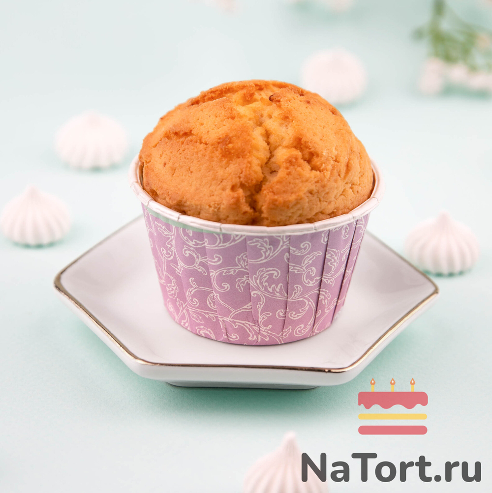 Формы бумажные с ламинацией «Маффин» 50х40 мм (Сиреневый с узором) 100 шт