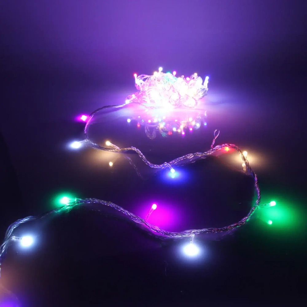 Гирлянда для дома «Bright light» 9,5м 100 ламп LED прозрач.пров.,8 реж, IP-20, Мультицвет (возможность соединения)
