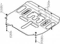 Защита картера двигателя, КПП. 1,5 мм, Сталь. для Dongfeng 580 2018-н.в., Motodor.58601