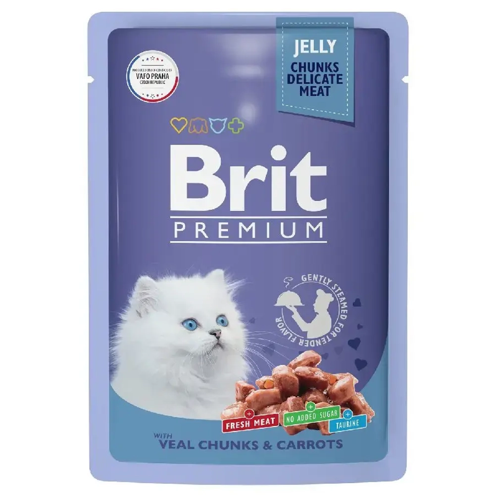 Brit premium, пауч для котят, телятина и морковь в желе, 85г