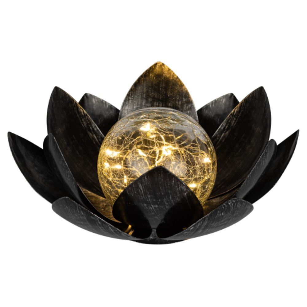 Светильник уличный ЭРА ERASF22-52 на солнечной батарее садовый Лотос (2 в 1) стекло кракле 20LED | Садовые декоративные светильники