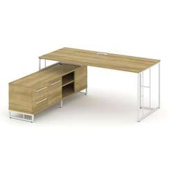 Rift Direct Стол руководителя на опорной тумбой RF.SRT-24 (L) Дуб Винченцо/Металл Белый/Белый Ручки