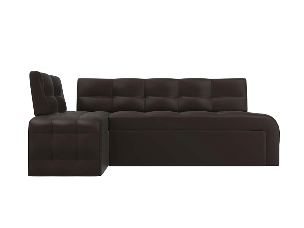 Диван кухонный угловой Люксор левый угол, Коричневый, Экокожа, 28596L