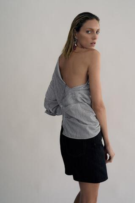 ZARA ТОП-РУБАШКА АСИММЕТРИЧНОГО КРОЯ В ПОЛОСКУ — ZW COLLECTION, ПОЛОСКИ