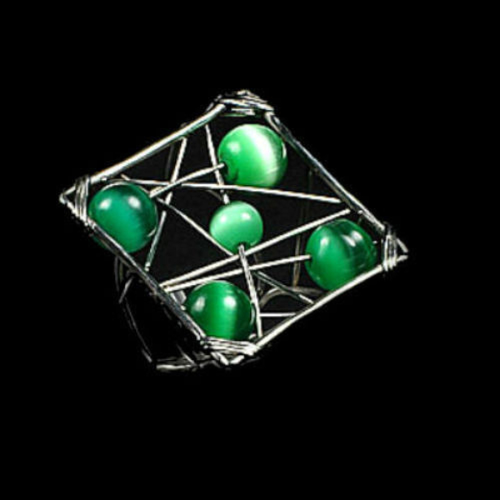 Кольцо "Паутинка" кошачий глаз