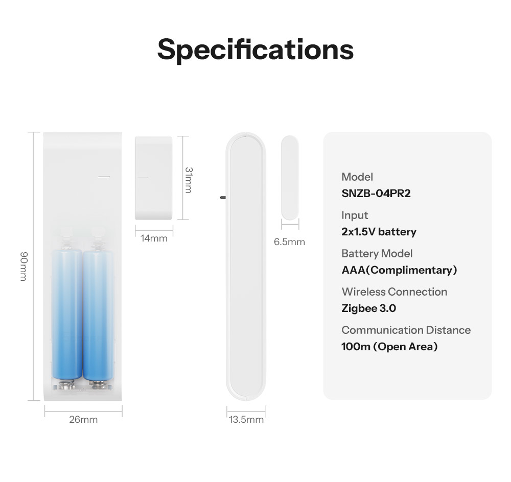 Датчик открытия двери/окна SONOFF SNZB-04PR2 - ZigBee