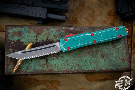 Microtech Ultratech T/E - нож автомат, рук-ть "Bounty Hunter", клинок стоунвош, серрейтор, М390