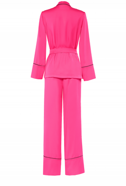 Брючный костюм из шелка фуксия 01-19SS