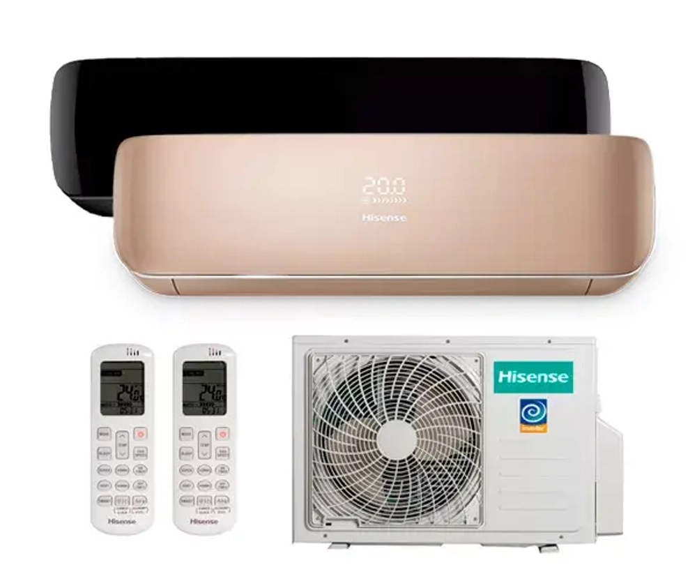 Мульти сплит-система Hisense на 2 комнаты (25+25 кв.м.) Black + Champagne