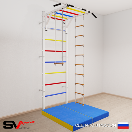Шведская стенка Sv Sport 5384 (Турник рукоход/Лестница/Трапеция/Мат 1м)
