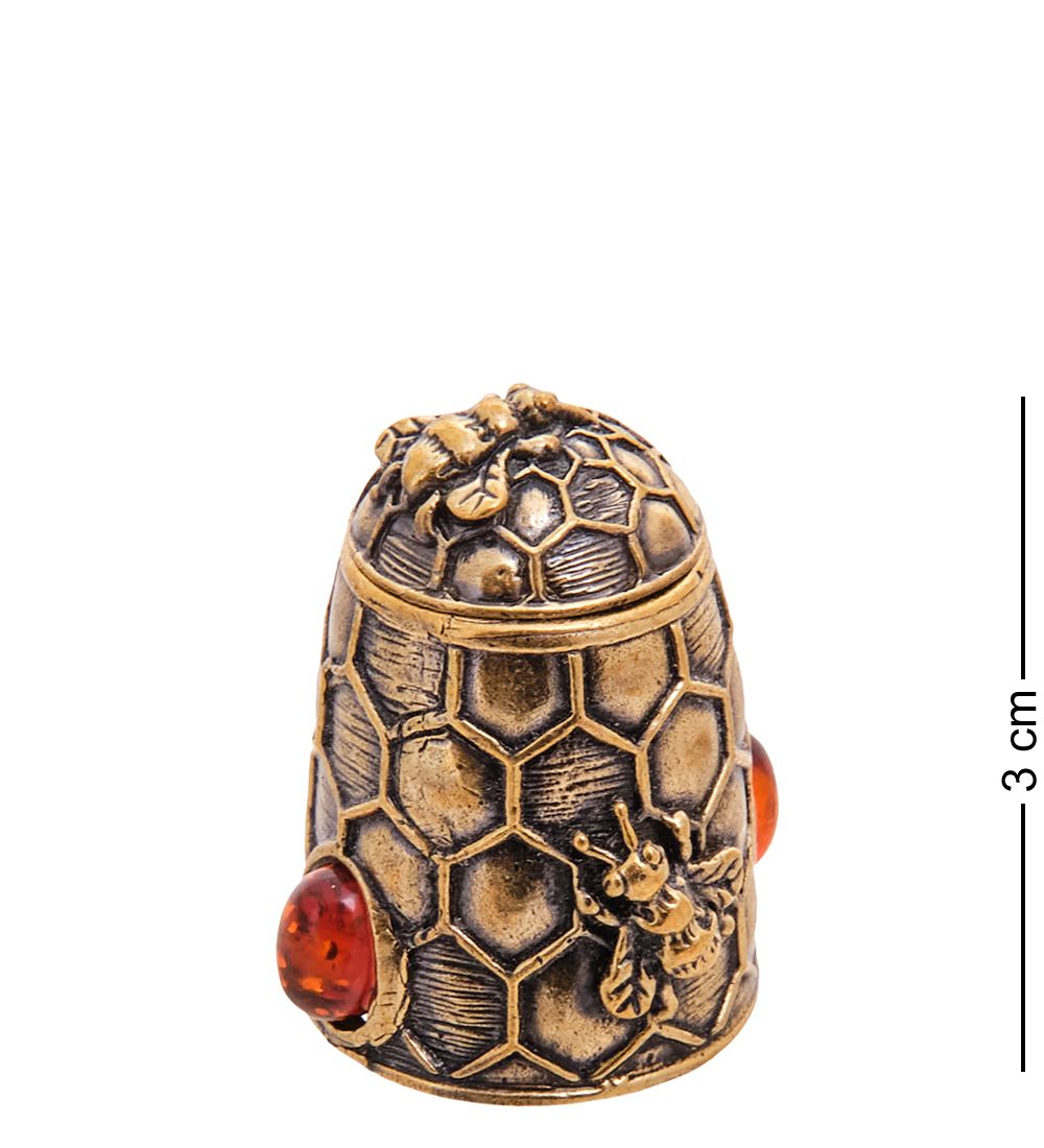 AM-3560 Наперсток «Пчелы на сотах» (латунь, янтарь)