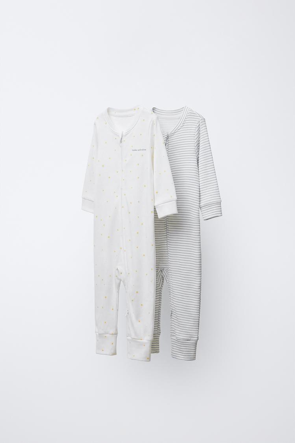 ZARA НАБОР ИЗ ДВУХ УТЕПЛЕННЫХ КОМБИНЕЗОНОВ С ЦВЕТОЧНЫМ ПРИНТОМ, ЭКРЮ/СИНИЙ