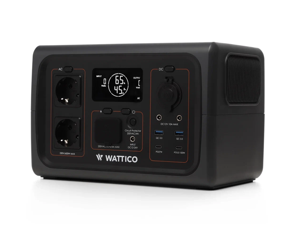 Портативная электростанция Wattico 600 Home, с солнечным генератором 100 Вт