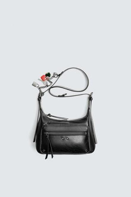 ZARA СУМКА С ЦЕПОЧКОЙ, ЧЕРНЫЙ