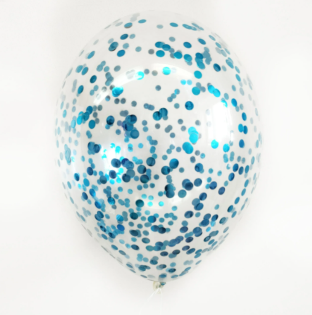 Шар с конфетти бирюзовый голубой 32 см (БГ-17) 