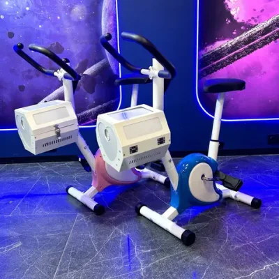 Детский велотренажер с мыльными пузырями