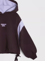 Худи для девочки коричневый с завязками