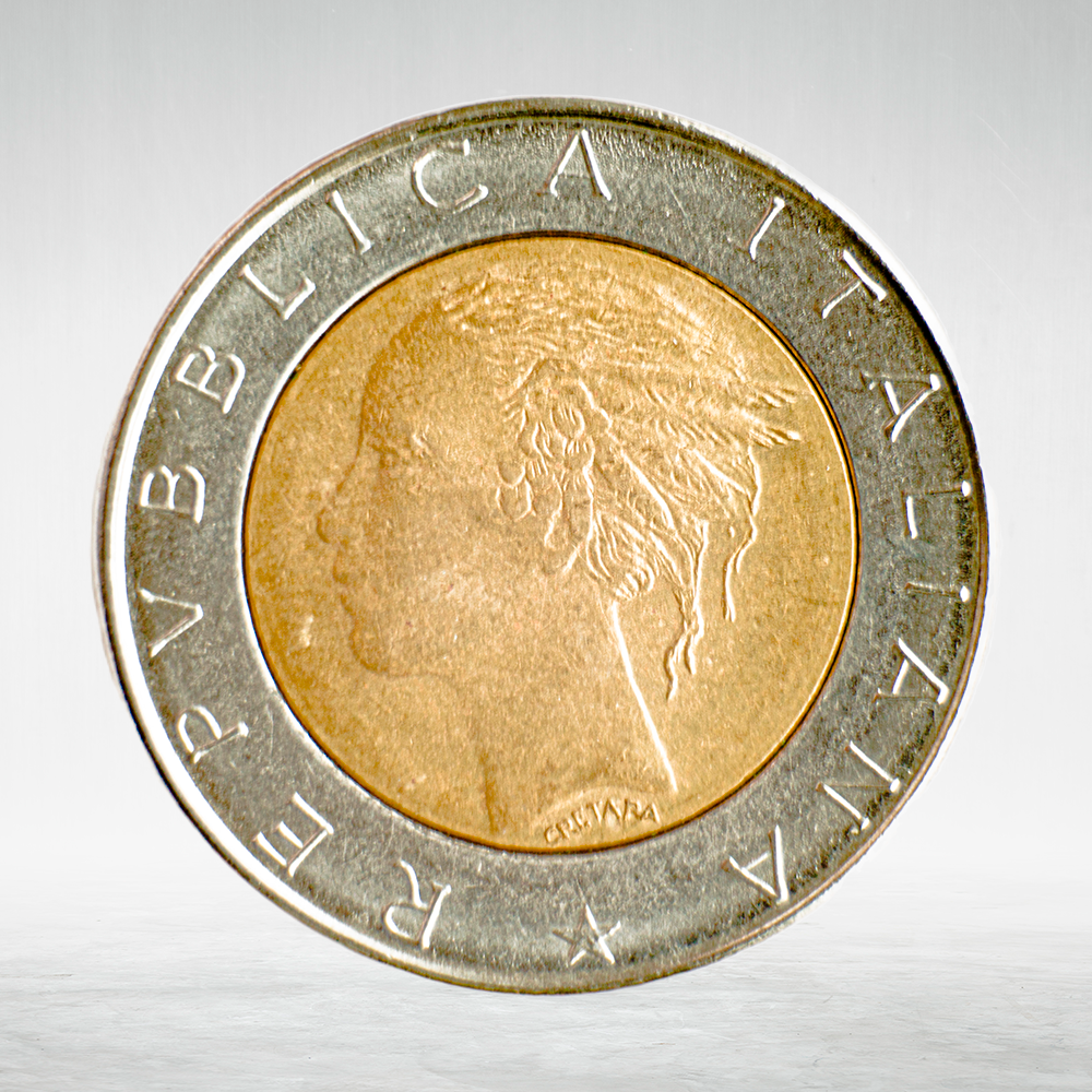 Italy 500 Lire 1984 R "Bimetallic – Head of Italy and Ship", AU