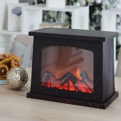 ULD-L2821-005-DNC-RED BLACK FIREPLACE Светильник светодиодный Камин с эффектом пламени. питание от батареек 3АА не в-к или USB в-к. 28х21см. 5 светодиодов. Корпус черный. TM Uniel