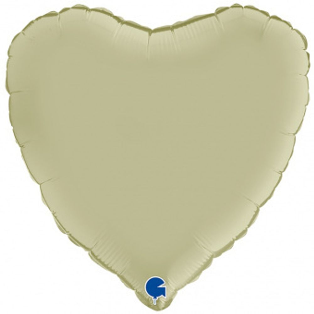 Шар-сердце 18"/46 см, фольга, сатин оливковый/Olive Green (GRABO) (БГ-15)